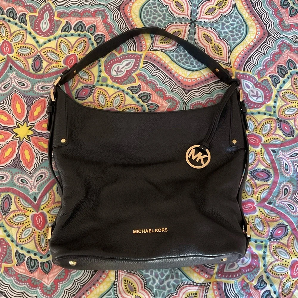 Michael Kors Black Hobo Bag with Gold Accents, Good condition, - Picture 6 of 7